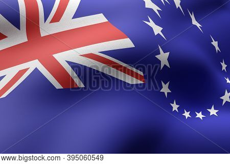 3d Rendering Of Cook Islands Flag Waving