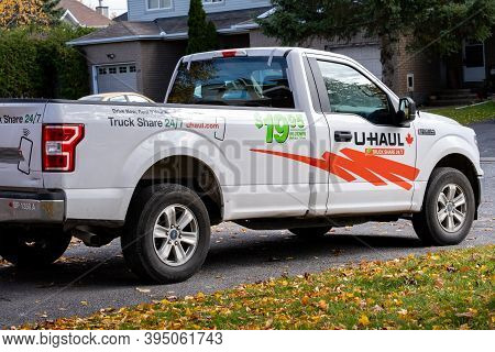 Ottawa, Ontario, Canada - October 25, 2020: A U-haul Rental Pick-up Truck Parked In A Suburban Drive