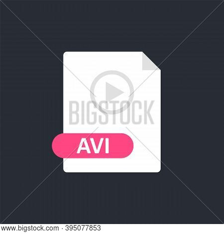 Avi File Icon. Audio Video Interleave Format File. Play Icon.