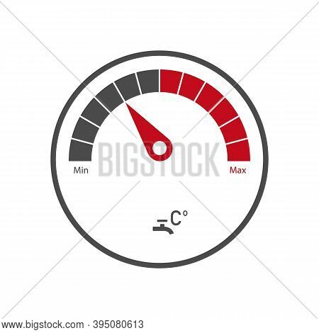 Indicator Meter Of Water Heater. Minimum And Maximum Value. Water Meter Icon.