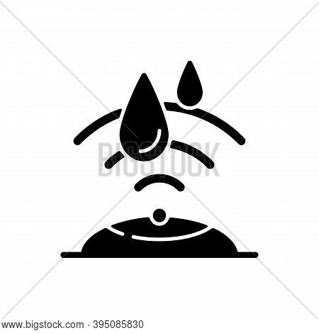 Water Sensor Black Glyph Icon. Detecting Rain Falling. Alerting When Touching Different Liquids. Wea