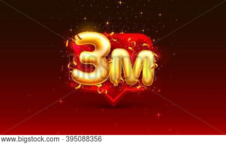 Thank You Followers Peoples, 3m Online Social Group, Happy Banner Celebrate, Vector