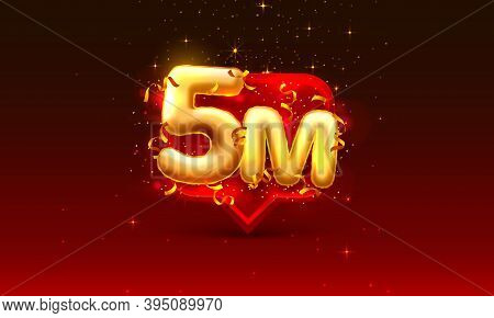 Thank You Followers Peoples, 5m Online Social Group, Happy Banner Celebrate, Vector