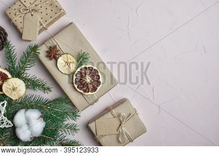 Zero Waste. Natural Material. Christmas Background. Preparing For The New Year.
