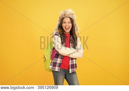 Course Selection Period. Kid Girl Wear Hat With Ear Flaps. Winter Events At School. Winter Entertain