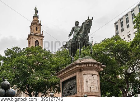 Rio De Janeiro, Brazil - December 26, 2008: El Centro District. General Osorio Statue On 15 November