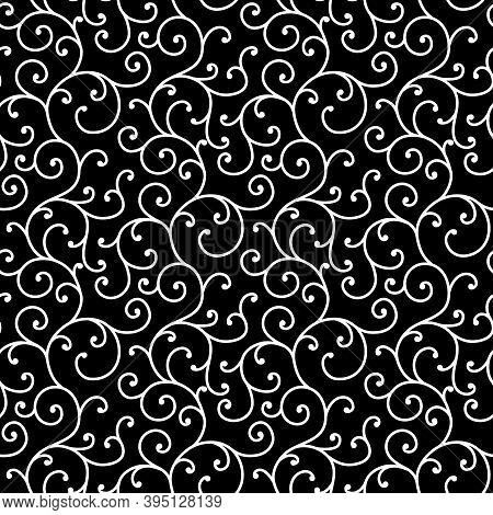 Black And White Allover Seamless Scroll Design
