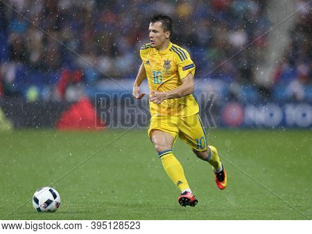 Lyon, France - June 16, 2016: Yevhen Konoplyanka Of Ukraine Controls A Ball During The Uefa Euro 201