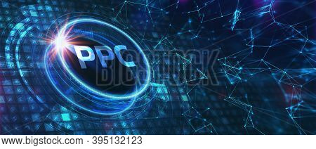 Pay Per Click Payment Technology Digital Marketing Internet Concept Of Virtual Screen. Ppc 3d Illust