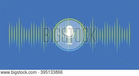 Voice Recognition. Microphone For Recording With Sound Wave. Voice Icon, Record. Digital Communicati