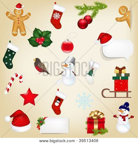 Stor sæt Christmas ikoner med gradienten Mesh, vektor Illustration