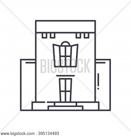 Tenement House Icon, Linear Isolated Illustration, Thin Line Vector, Web Design Sign, Outline Concep
