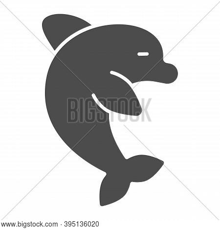 Dolphin Solid Icon, Aquapark Concept, Small Gregarious Whale Sign On White Background, Dolphin Symbo