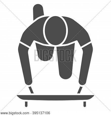 Skeleton Athlete Solid Icon, Winter Sport Concept, Skeleton Sportsman Sign On White Background, Skel