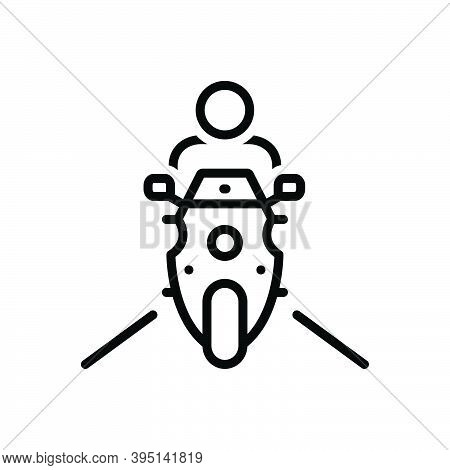 Black Line Icon For Ride Transport Bike Motorcycle Adventure Motorbike Road Drive Excursion Jaunt