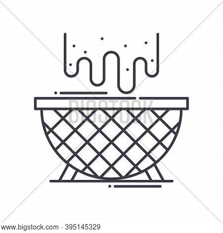 Kichen Colander Icon, Linear Isolated Illustration, Thin Line Vector, Web Design Sign, Outline Conce