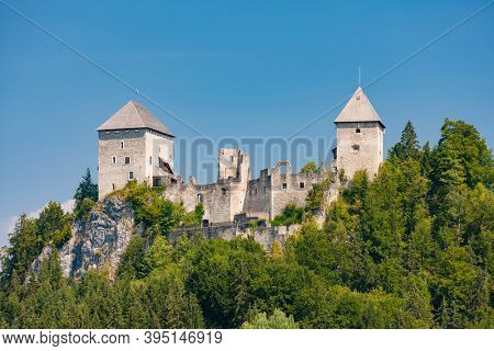 The partially ruined Gallenstein Castle, founded in 1278. Municipality of Sankt Gallen, district Liezen, state of Styria, Austria