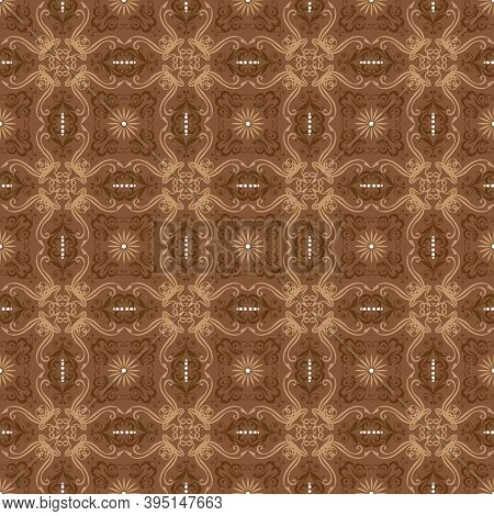 Unique Patterns On Java Batik Design With Soft Brown Color Concept.