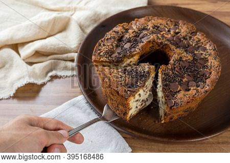Traditional Brazilian Cake Called Bolo Formigueiro. Brazilian Chocolate Cake. Homemade Cake