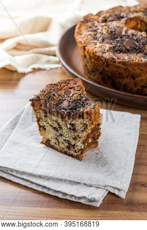 Traditional Brazilian Cake Called Bolo Formigueiro. Brazilian Chocolate Cake. Homemade Cake