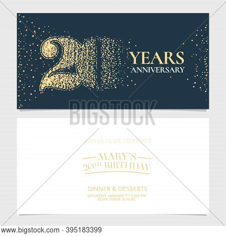 20 Years Anniversary Vector Logo, Icon. Graphic Design Element With Number For 20th Anniversary