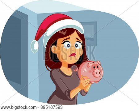 Sad Broke Woman Having No Savings For Christmas
