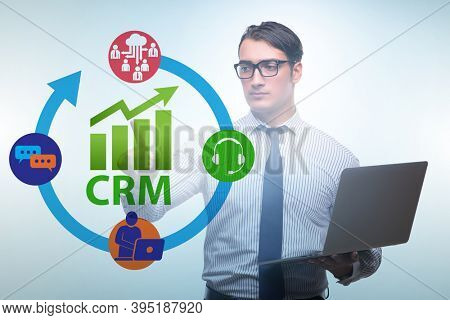 CRM custromer relationship management concept with businessman