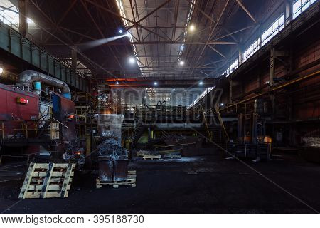 Iron Casting At The Foundry At Metallurgical Factory
