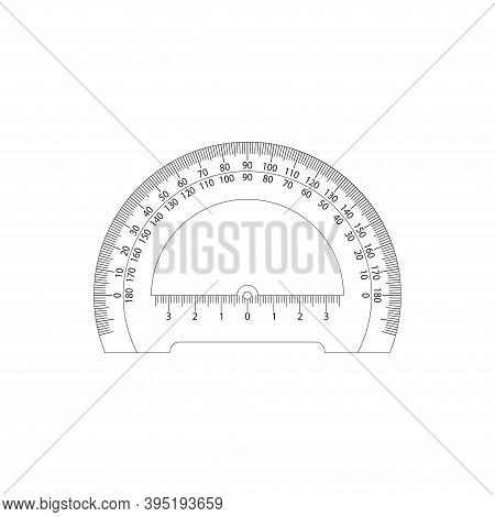 A Protractor On A White Background. Measuring Tool. Ruler. Vector Illustration.
