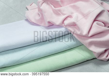 Soft Fluffy Fabric Of Different Shades, Horizontal Background
