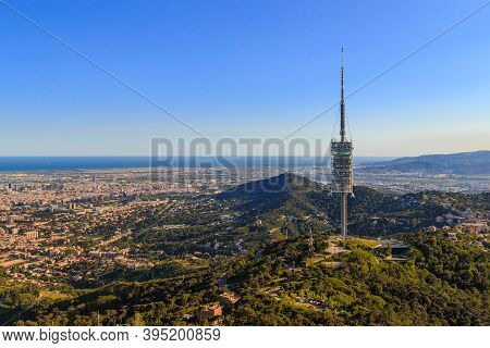 Barcelona, Soain - May 13, 2017: It Is The Modern Television Tower Of Collserola, Located Above The 