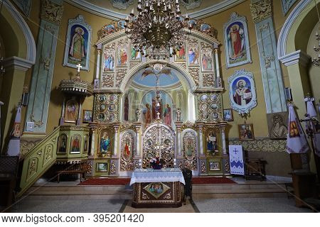 Drohobych, Ukraine - October 23, 2020: Monastery Of Saints Peter And Paul Interior