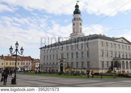 Drohobych, Ukraine - October 23, 2020: City Hall Building