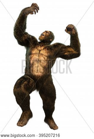3D Rendering Sasquatch On White
