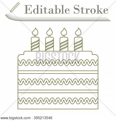 Party Cake Icon. Editable Stroke Simple Design. Vector Illustration.