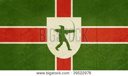 Vlajka hrabství Nottinghamshire s Robin Hood, Anglie
