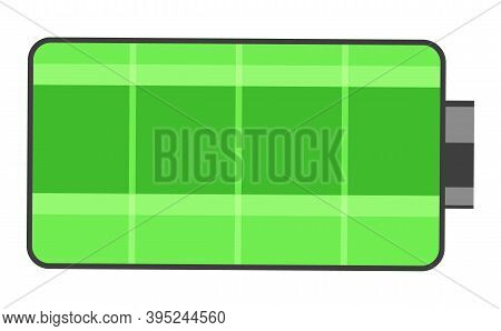 Isolated Icon. Full Battery Charge. Green Battery, Symbol For Phones, Tablets, Digital Devices. Full