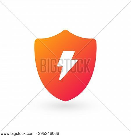 Vector Bolt Lightning And Shield Icon, Protection Symbol Vector Logo Template Icon. Stock Vector Ill