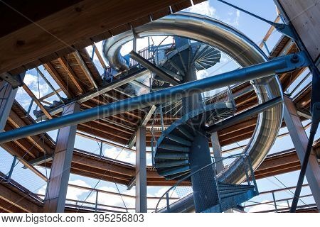 Forest Canopy Tower. Footpath Above Treetops, Outdoor Adventure On Rogla, Slovenia