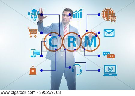 CRM custromer relationship management concept with businessman