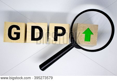 Gdp, Gross Domestic Product Concept, Cube Wooden Block With Alphabet Combine Abbreviation Gdp, Measu