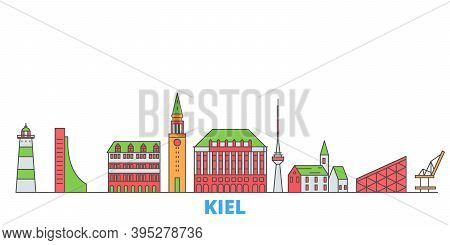 Germany, Kiel Line Cityscape, Flat Vector. Travel City Landmark, Oultine Illustration, Line World Ic