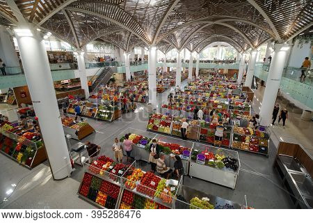 Bucharest, Romania - August 11, 2020: The Stalls Of The New Agri-food Market Piata Sudului During Th