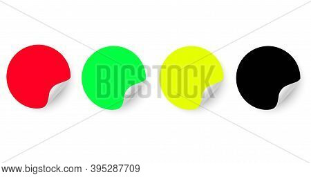 Set Of Round Stickers. Colored Paper Labels With Curved Edges For Business Promotion.
Peel-off Stick