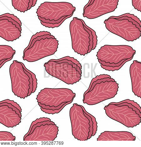 Kimchi, Korean Dish Doodle Pattern, Vector Color Illustration