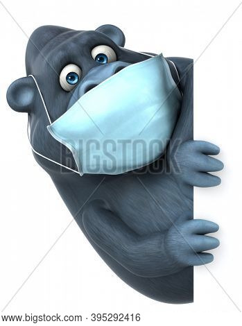 Fun 3D cartoon gorilla with a mask
