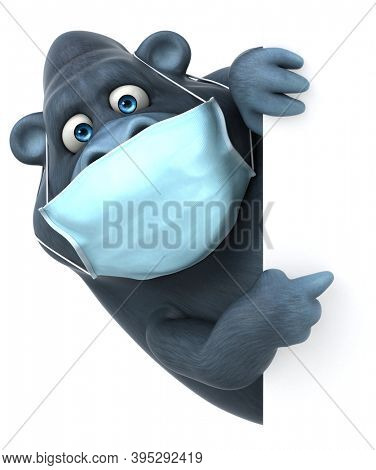 Fun 3D cartoon gorilla with a mask