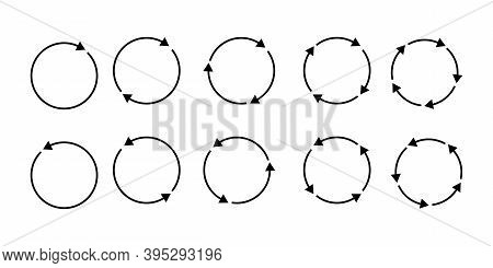 Black Circles Arrows Set. Round Logo. Round Shape. Communication Icon Symbol. Stock Image.