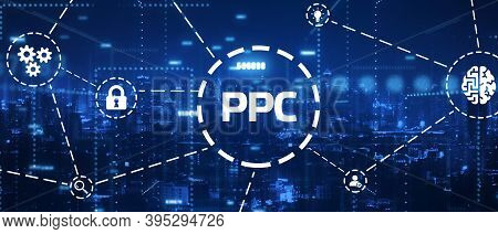 Pay Per Click Payment Technology Digital Marketing Internet Concept Of Virtual Screen. Ppc 3d Illust