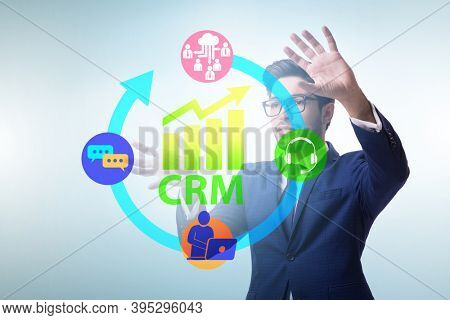 CRM custromer relationship management concept with businessman